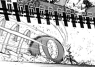 Riyo tries to cut through the barrier (Image via Kodansha)